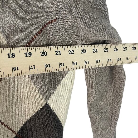 Dockers‎ Men's Size XL Brown Diamond Academia Preppy Crewneck Sweater - Picture 6 of 7